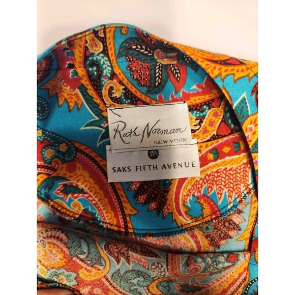 Vintage 80s Ruth Norman Signature Kaftan Style Top Size Medium Shoulder Pads - Picture 7 of 12